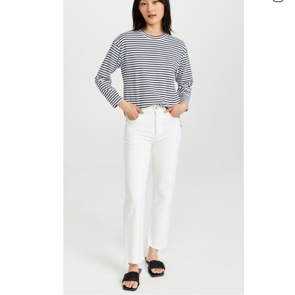 AYR Tops - AYR The French Fry Long Sleeve Tee Black & White Piano Stripe Size XL